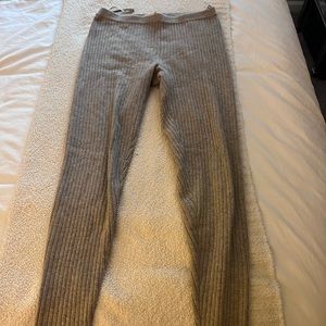 DONNA KARAN Cashmere ribbed leggings